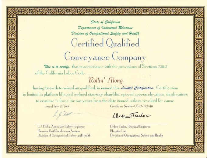 CQCC Certificate 2019